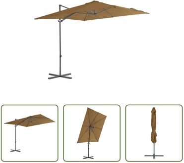 Hangende Parasol - Taupe - 250 x 250 x 247 cm - UV-beschermend en anti-vervagend polyester - Stevige