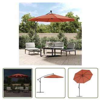 Hangende Parasol - Terracotta - 300 x 254 cm - LED-verlichting Oranje