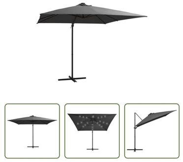 Hangende Parasol The Living Store - Elegante Parasol - 250x250x247 cm - Antraciet Grijs