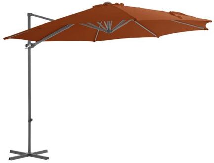 Hangende parasol Tuin - 300x255 cm - Terracotta - UV-beschermend polyester - Stevige kruisvoet - Bruin