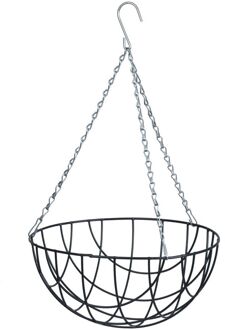 Hangende plantenbak metaaldraad donkergroen met ketting H16 x D30 cm - hanging basket - Plantenbakken