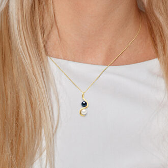Hanger YOU AND ME 2 gekweekte parels Zoetwater 7-8mm Wit en zwart geel goud Zwart/wit - One Size