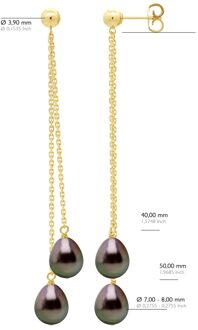 Hangers - Echte Gekweekte Tahitiaanse Parel Oorbellen 7-8 mm Goud