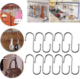 Hangers Kledingrek Tool Keuken 50 Stuks Rvs S Vormige Haken Lepel Pan Pot Gebruiksvoorwerpen Hangers Sluiting Over De deur Closet