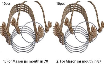 Hangers Voor Mason Jar, Linnen Touw Handvatten Voor Brede Mond Mason Potten Glazen Potten, mason Jar Opknoping Touwen, 10Pcs, Geen Potten