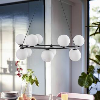 Hanglamp 1085R1, 12-lamps, zwart zwart, wit mat