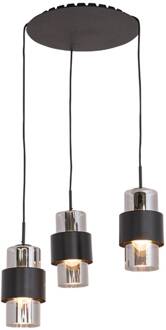 Hanglamp 22141 3-lamps Ø 45 cm zwart/chroom zwart, chroom