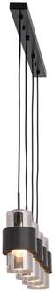Hanglamp 22142 4-lamps 105 cm zwart/chroom zwart, chroom