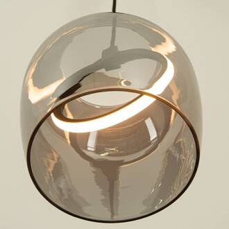 Hanglamp 23078, rookgrijs, 1-lamp, glas, Ø 20 cm rookgrijs, zwart