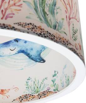 Hanglamp 25/40 Zeedieren, Ø 38 cm, kleurrijk, kunststof wit, blauw, groen