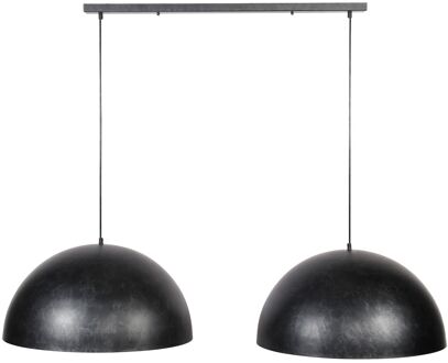 Hanglamp - 2xØ60 Metalen Bolvormige Hanglampen - Charcoal finish Grijs