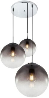 Hanglamp 3 glazen bollen 'Varus' - chroom - smoke glas