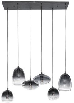 Hanglamp 3+3 Mix - Glass Shaded - Artic zwart