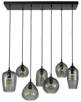 Hanglamp 4+3 Hexagon Mix - Smoke Grey Glas Grijs