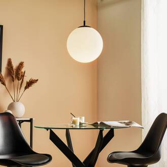 Hanglamp 562, mat glas, kap/baldakijn zwart wit mat, zwart