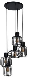 Hanglamp 5L Mix - Getrapt - Metal - Donkergrijs Zwart