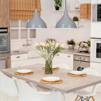 Hanglamp Adash, grijs, metaal, Ø 26 cm, E27