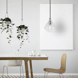 Hanglamp Adone, transparant, glas, Ø 19 cm, 1-lamp helder, chroom