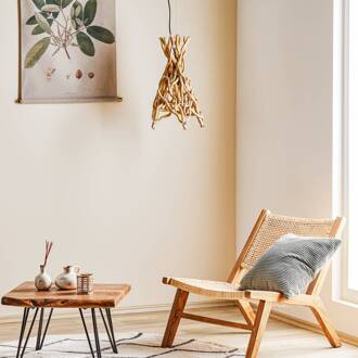 Hanglamp Agar met houten kap licht hout