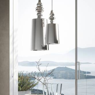 hanglamp Alibaglass Big, vernikkeld, Ø 24 cm nikkel, zwart