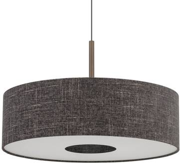 Hanglamp Amarela L, zwart gemêleerd, textiel, E27