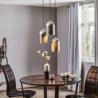 Hanglamp Anadia, 3-lamps rond, antraciet chroom, antraciet