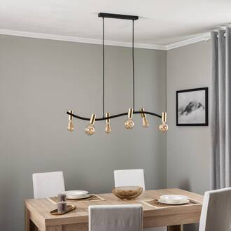 hanglamp Anito, zwart/goud, metaal, 100 cm, E27 zwart, goud