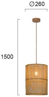 Hanglamp Anteo van rotan, cilindrisch lichtbruin