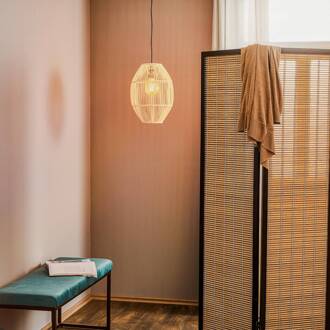 Hanglamp Anteo van rotan, hoog Oval lichtbruin