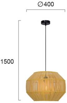 Hanglamp Anteo van rotan, vlak Oval lichtbruin