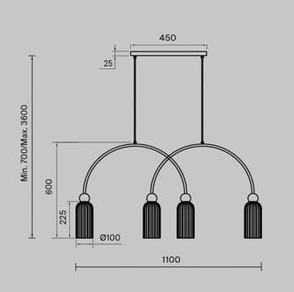 hanglamp Antic, rookgrijs/goud, 4-lamps, rookgrijs, goud