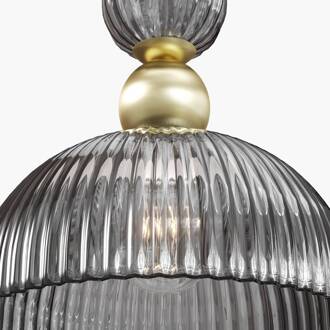 hanglamp Antic, rookgrijs/goud, Ø 30 cm, glas, E27 rookgrijs, goud