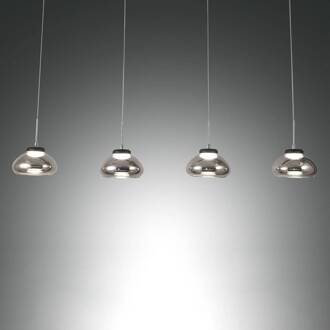 Hanglamp Arabella 4-lamps in rij, rookgrijs rookgrijs, zwart