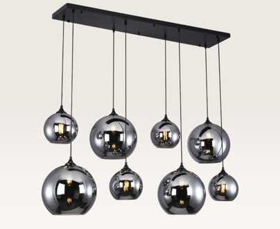 Hanglamp Arcylon vetro fumé VIII - Acht bollen van rookglas met een speels effect - Zonder lichtbron Zwart