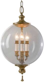 Hanglamp Argento met glasbol geoxideerd bladzilver, helder