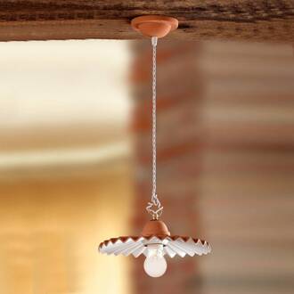 Hanglamp ARGILLA met landhuislook, 28 cm wit, terracotta