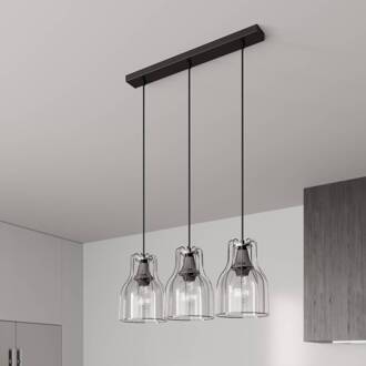Hanglamp Aria 3-lamps helder/zwart/chroom helder, zwart, chroom