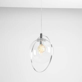 Hanglamp Aura, chroom, metaal, glas, helder, E27 chroom, transparant