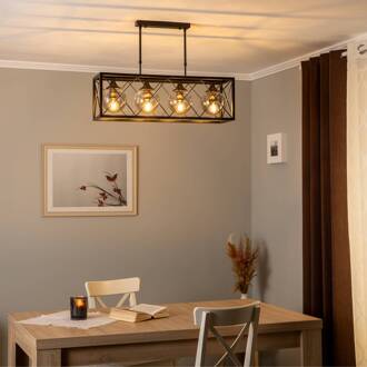 Hanglamp AV-1732-4Y-BSY zwart, 4-lamps zwart, rookgrijs getint