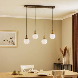 Hanglamp AV-1838-4Y-BSY balk, 4-lamps zwart, opaalwit