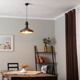 Hanglamp AV-4106-M25-BSY met kooi-kap zwart, antiek goud