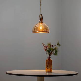 Hanglamp AV-5063-1E met glazen kap, antiek goud antiek goud, honingkleurig