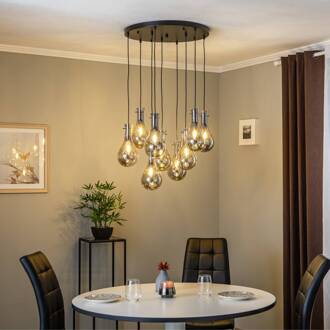 Hanglamp AV-7002-1697-9T-BSY in ronde vorm zwart, bruin getint