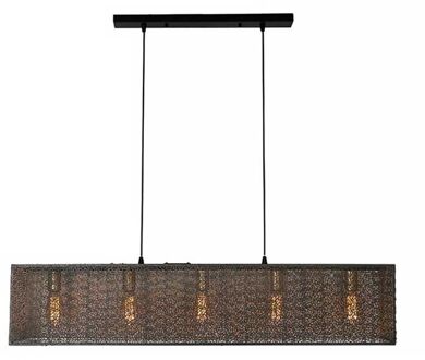 Hanglamp Avola 5 lichts L 120 cm zwart goud