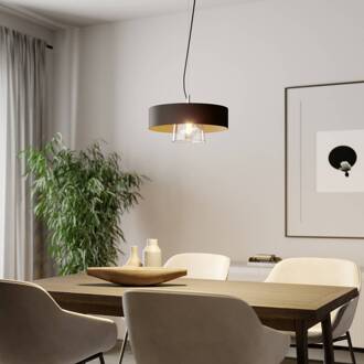 Hanglamp Babilon met dubbele kap zwart, rookgrijs