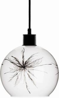 Hanglamp Ball met paardenbloemdecoratie aan de zijkant Ø 20 cm transparant, zwart