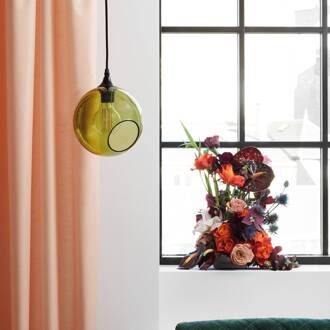 hanglamp Ballroom, groen, Ø 20 cm, glas groen, goud, zwart
