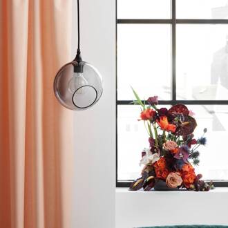 hanglamp Ballroom, rookgrijs, Ø 20 cm, glas rookgrijs, goud, zwart