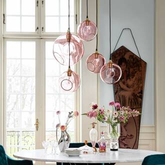 Hanglamp balzaal, roze roze, goud, zwart