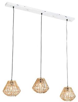 Hanglamp bamboe met wit langwerpig 3-lichts - Canna Diamond